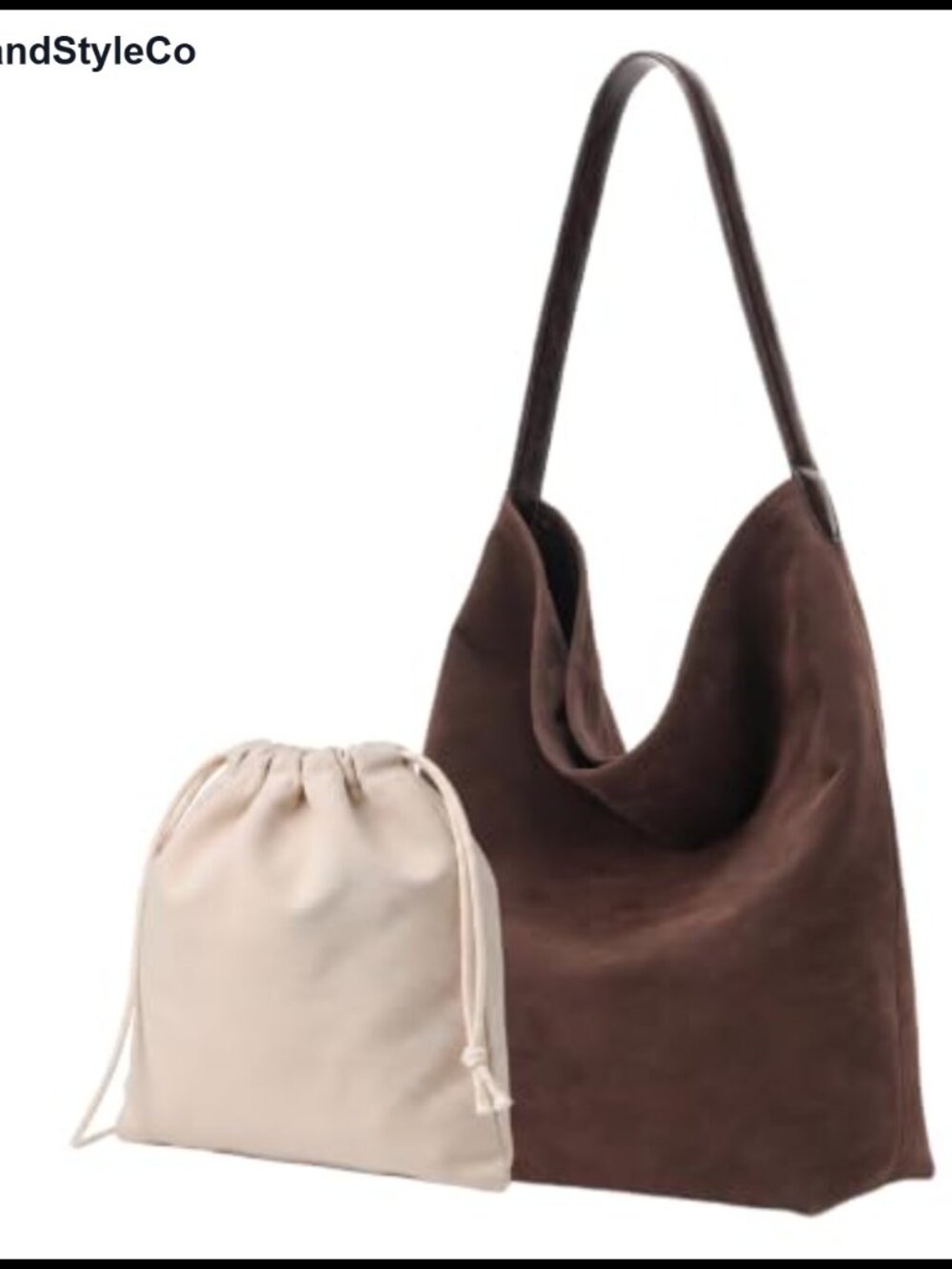 Faux Suede Tote Bag for Women, 2-in-1 Minimalist Shoulder Bag with Internal